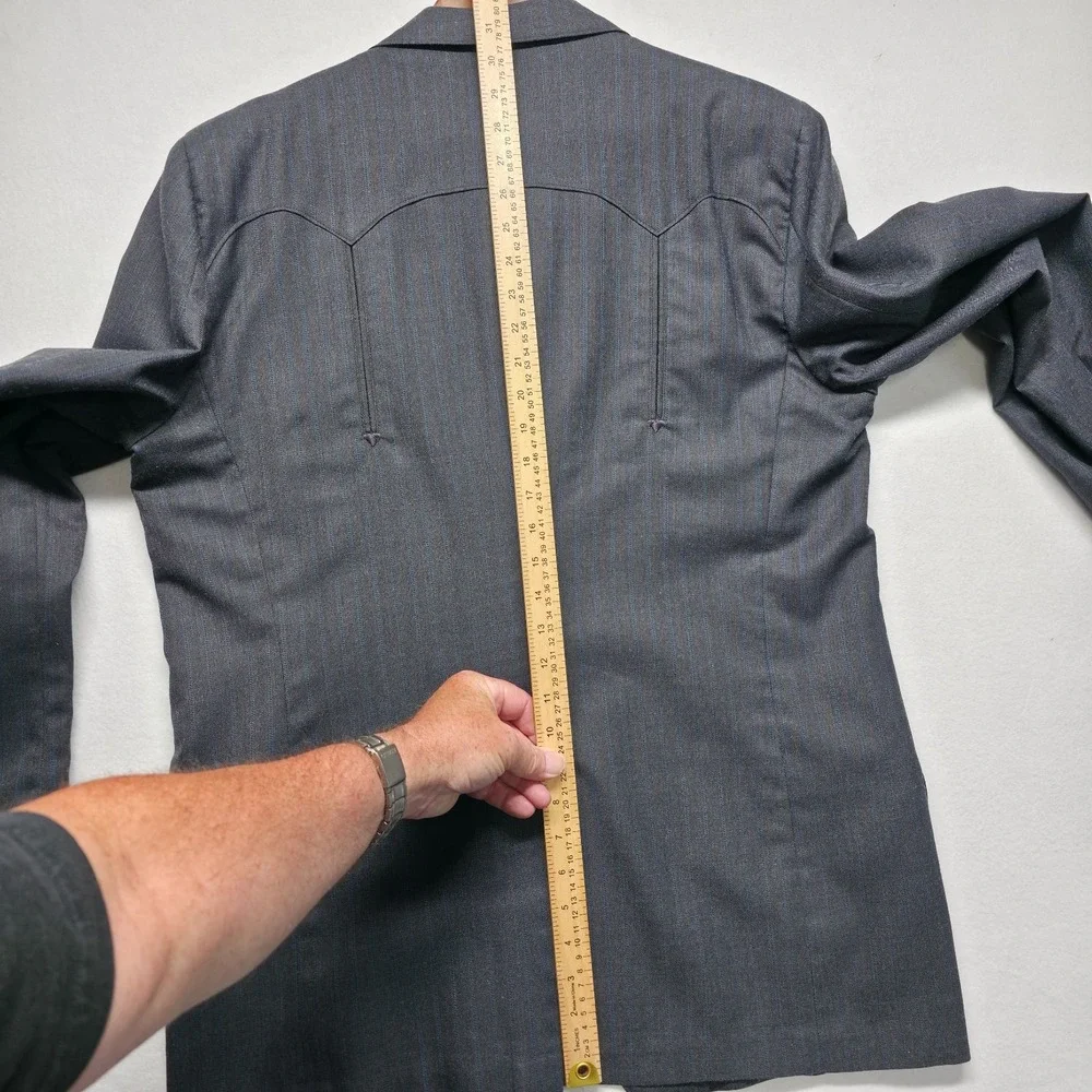Vintage‎ Western Ranchman Outfitters Men's Gray Striped Western Blazer Size 44L